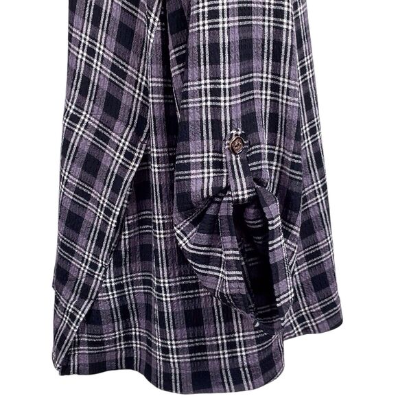 HABITAT Plaid Crinkle Tunic Top Gray Black Long Sleeve Shirt Size XL EUC - Picture 12 of 16